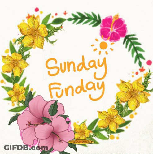 Pink And Yellow Flower Wreath Sunday Funday GIF