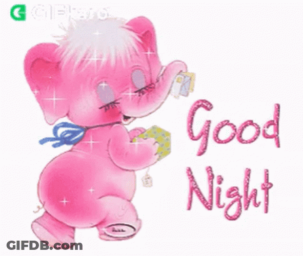 Pink Animated Elephant Wishing Good Night GIF