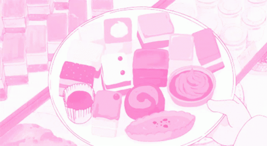 Pink Anime Food GIF