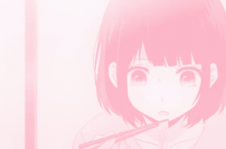 Pink Anime Girl Eating GIF