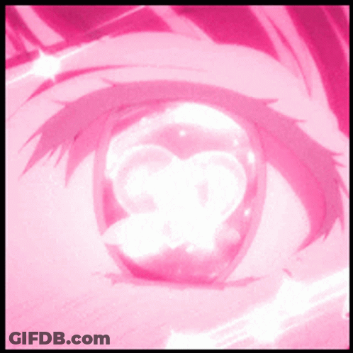 Pink Anime Girl Eye With Heart Pupil GIF