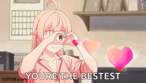 Pink Anime Girl Hand Heart Over Eyes GIF