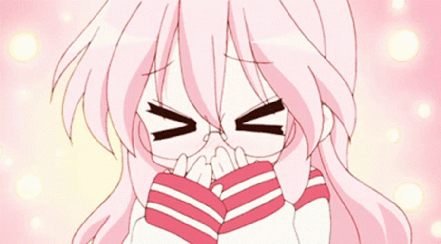 Pink Anime Girl Laughing GIF