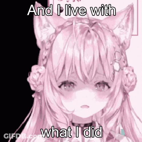 Pink Anime Girl With Cat Ear And Choker GIF