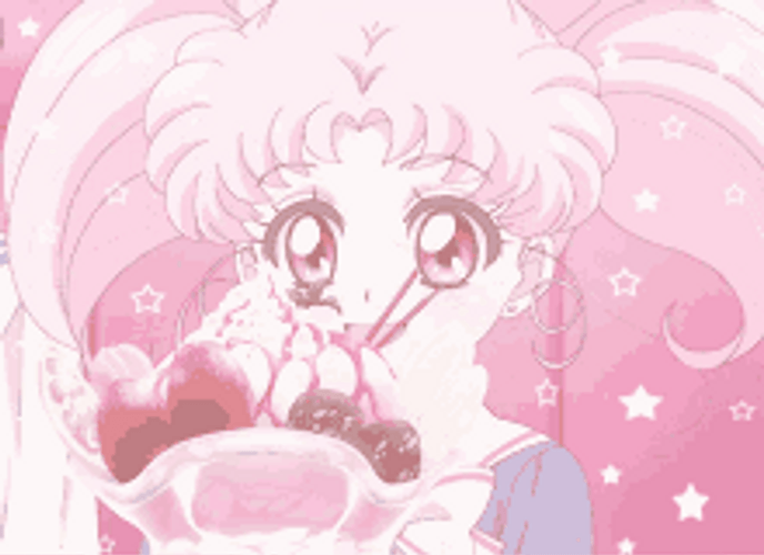 Pink Anime Ice Cream GIF