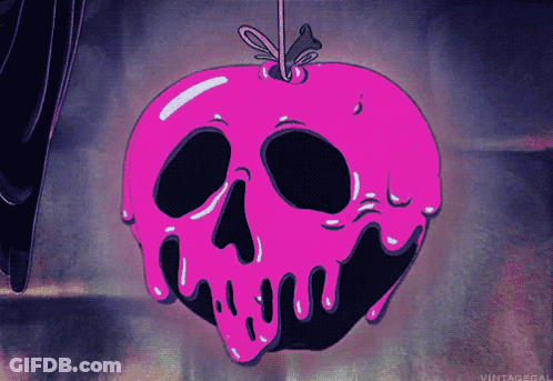 Pink Apple With Skull On String GIF