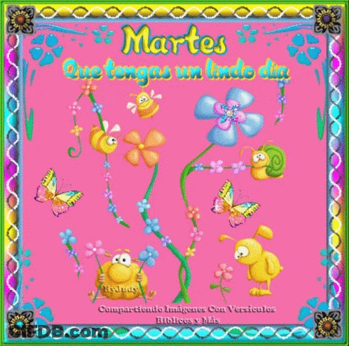 Pink Background Flowers Butterflies Martes GIF