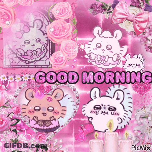 Pink Background Good Morning Message GIF
