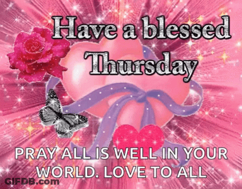Pink Background Hearts Butterflies Have Blessed Thursday GIF