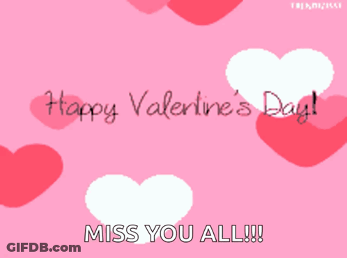 Pink Background Hearts Happy Valentines Day Miss You All GIF