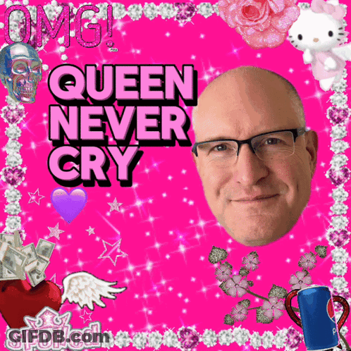 Pink Background Man Face Queen Never Cry GIF