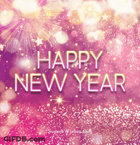 Pink Background Saying Happy New Year GIF