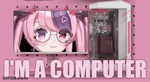 Pink Background Saying I'm A Computer GIF