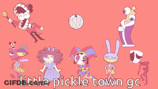 Pink Background With Cartoon Characters Little Pickle Town GIF