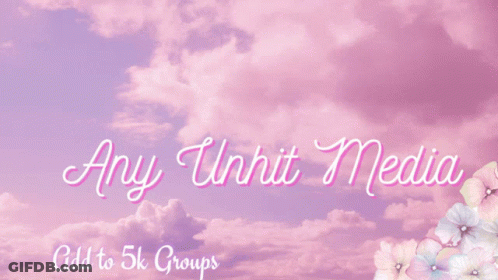 Pink Background With Flowers And Butterflies Saying Any Unhit Media GIF
