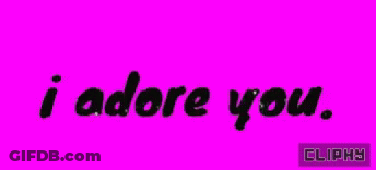 Pink Background With I Adore You In Blue GIF