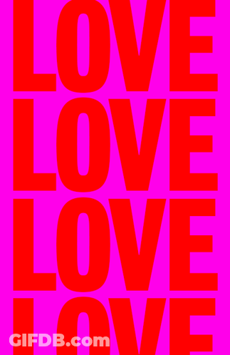 Pink Background With Red Letters Saying Love GIF