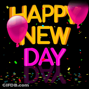 Pink Balloons And Confetti Happy New Day GIF