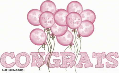 Pink Balloons Saying It's A Girl GIF