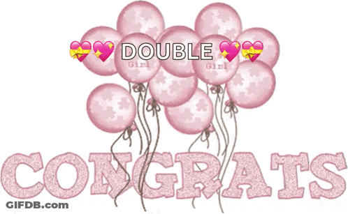 Pink Balloons With Double Girl GIF