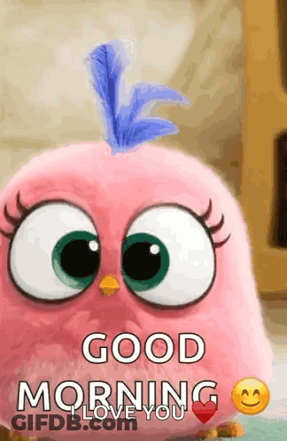 Pink Bird Saying Good Morning Love GIF