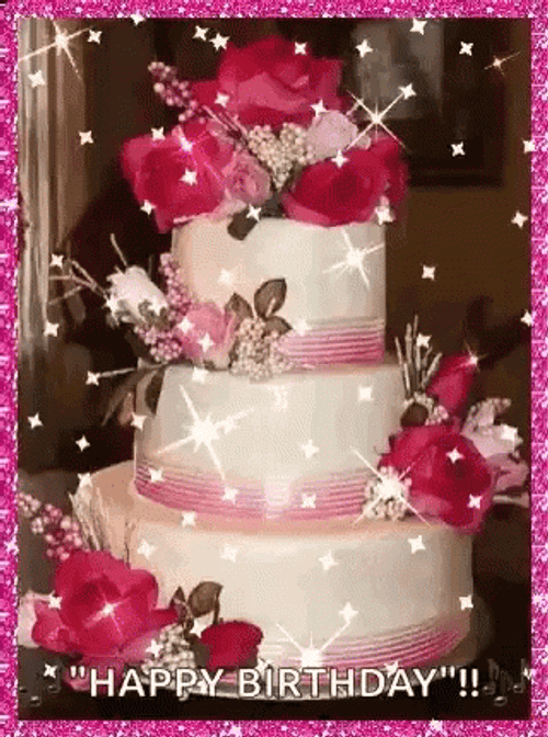 Pink Birthday Cake Three Tier GIF