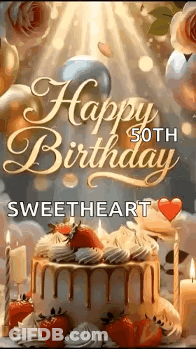 Pink Birthday Card With Cake Saying Happy Birthday To You GIF