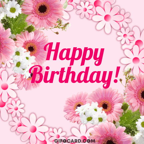 Pink Birthday Flowers Happy Birthday GIF