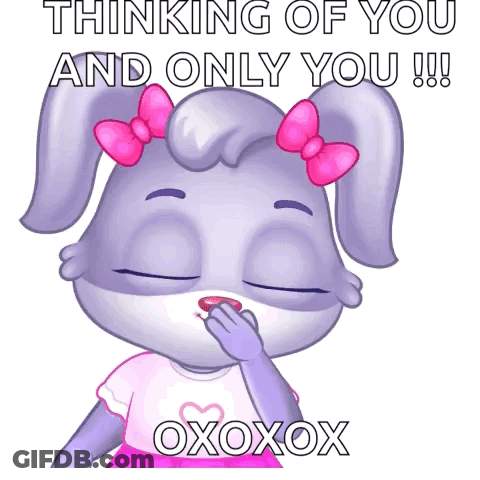 Pink Bow Bunny Says Thinking Of You Xoxox GIF