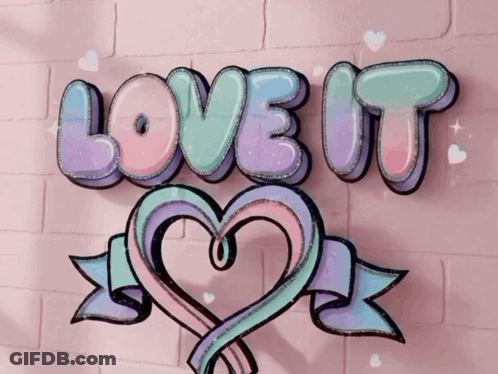 Pink Brick Wall With Love It And A Heart GIF