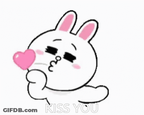 Pink Bunny Blowing Kiss From Pink Heart GIF