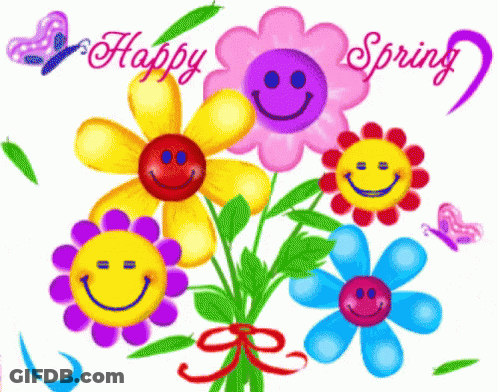 Pink Bunny Greeting Card Saying Spring GIF