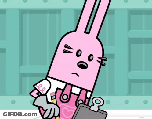 Pink Bunny Holding Clipboard And Pencil With Heart GIF