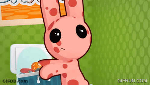 Pink Bunny Holding Cooler Gifrun GIF