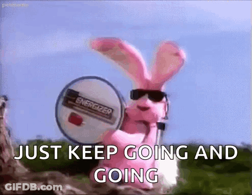 Pink Bunny Holding Energizer Sign GIF