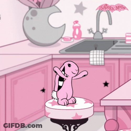 Pink Bunny Hopping On Stool Isadora Moon GIF