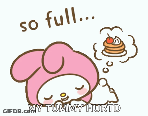 Pink Bunny So Full My Tummy Hurtd GIF