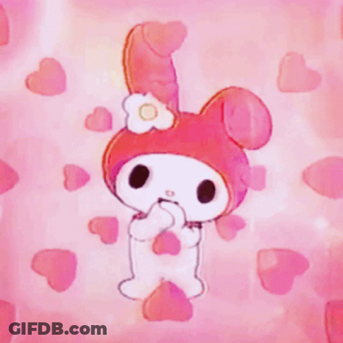 Pink Bunny With White Flower GIF