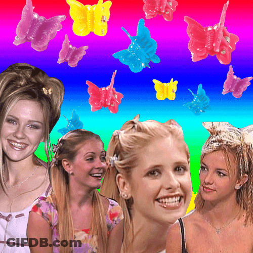 Pink Butterfly Hair Clips GIF