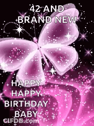 Pink Butterfly On Pink Flower Happy Birthday GIF