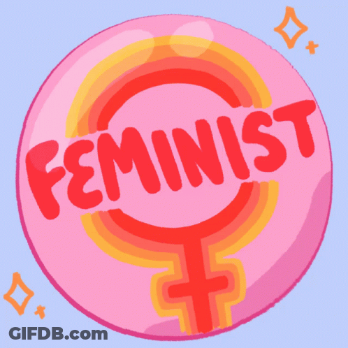 Pink Button Saying Feminist GIF