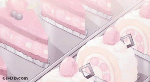 Pink Cakes On Shelf GIF