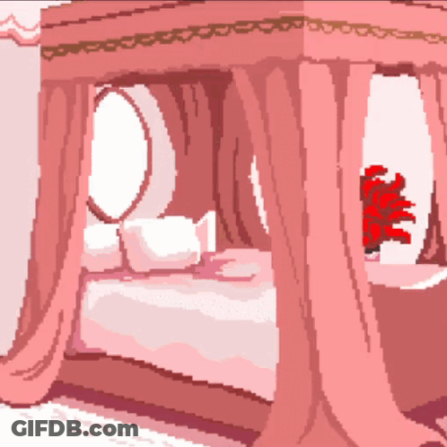 Pink Canopy Bed Pixel Art GIF