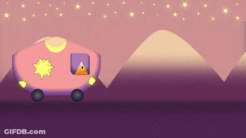 Pink Car With Yellow Star GIF
