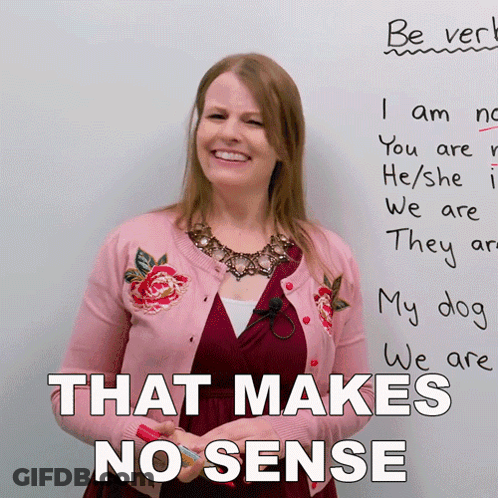 Pink Cardigan Woman With That Makes No Sense Board GIF