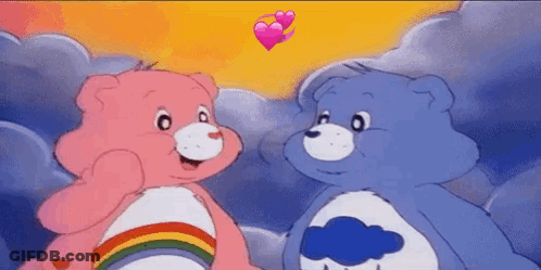 Pink Care Bear And Blue Care Bear Standing GIF