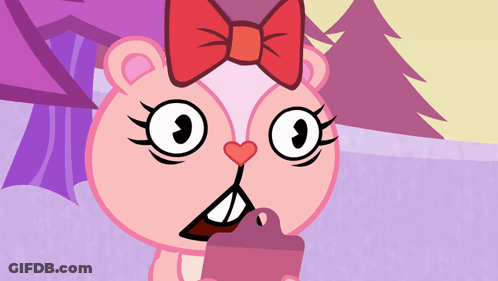 Pink Cartoon Bear With Red Bow GIF