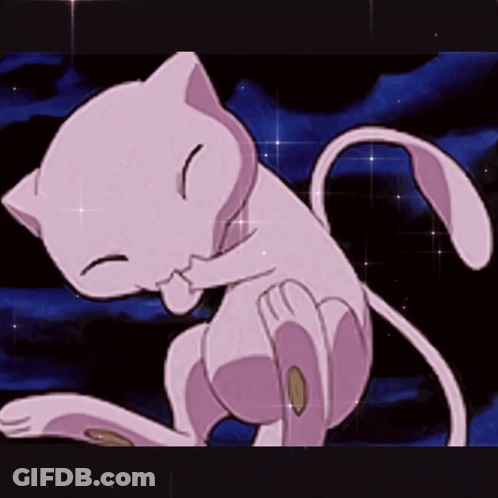 Pink Cartoon Cat With Purple Tail GIF