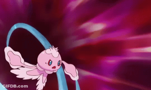 Pink Cartoon Character Flying On Purple Background GIF