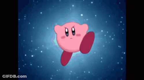 Pink Cartoon Character Flying Through Galaxy GIF